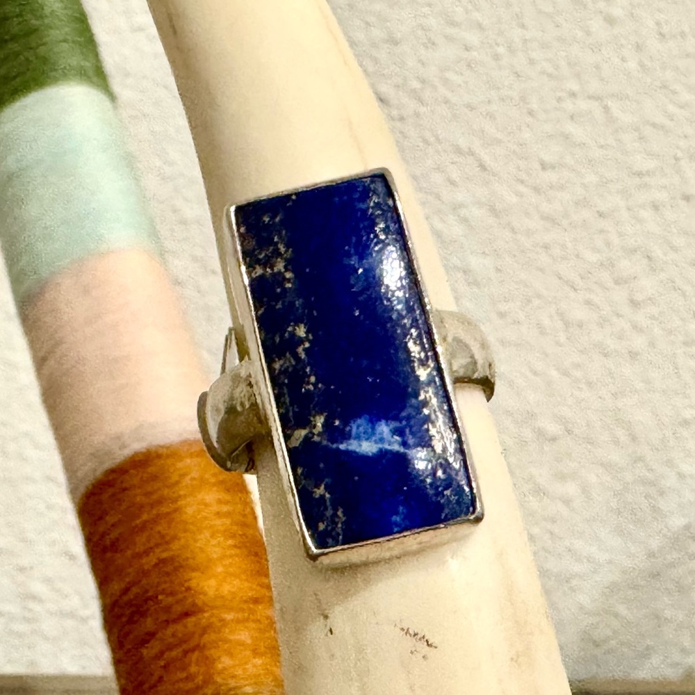 Rectangular Lapis Ring - image 1
